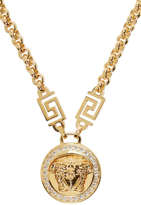 versace 3d medusa medallion necklace 18k gold plated|Versace necklace real gold.